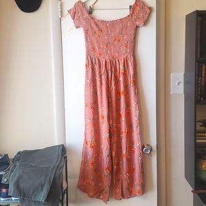 Mauve Flower Wide Leg Romper Size X-large